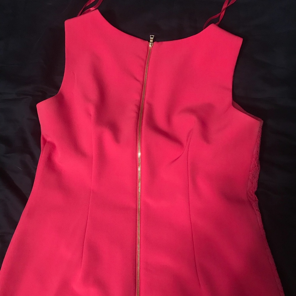 Asymmetrical pink lace dress